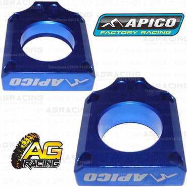 Apico Blue Rear Chain Adjuster Axle Blocks For Suzuki RMZ 250 2004-2017 Motocross Enduro