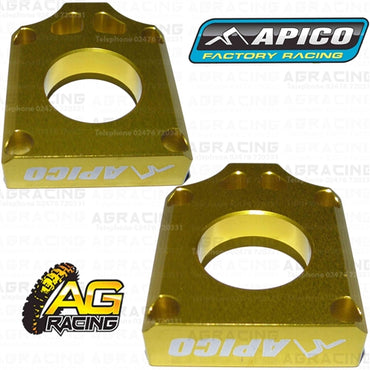 Apico Yellow Rear Chain Adjuster Axle Blocks For Suzuki RM 125 2001-2008 Motocross Enduro