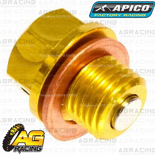 Apico Gold Magnetic Sump Drain Bolt Plug M12x10mmx1.25 For Suzuki RM 125 2001-2008
