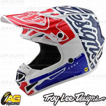 Troy Lee Designs  SE4 Polyacrylite Helmet Factory White Blue